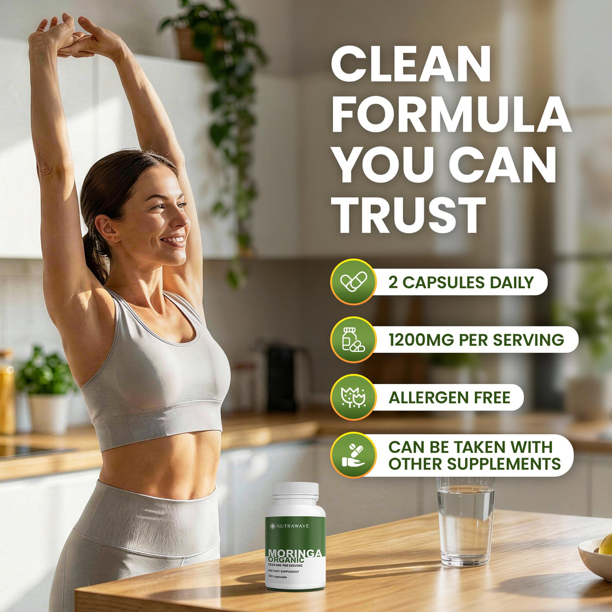 Organic Moringa Capsules 1200mg 120 Capsules E44477