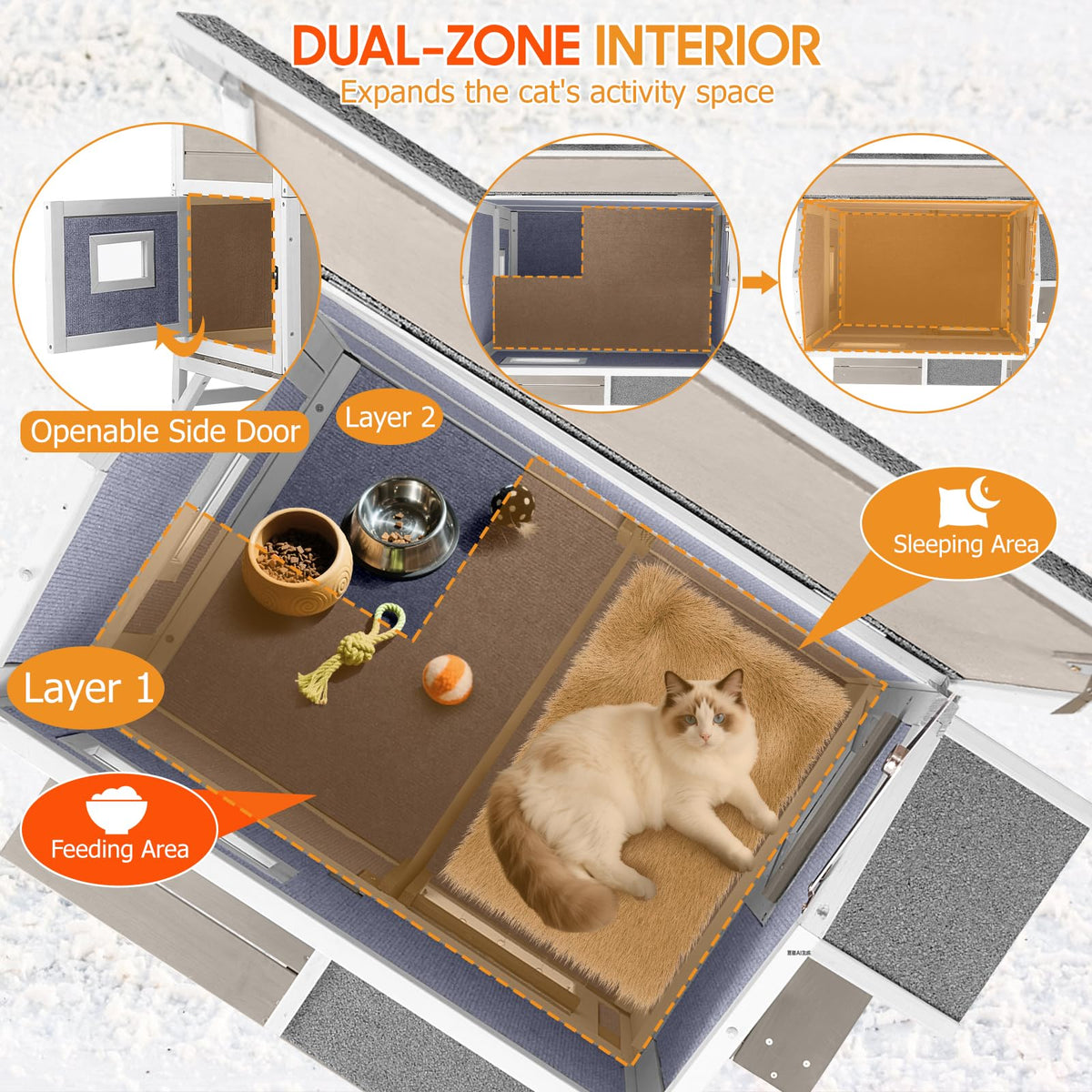 Insulated Outdoor Multi-Level Cat House L15268