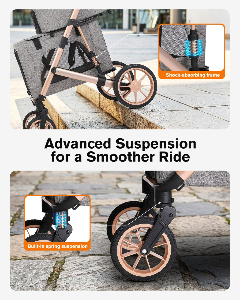 Double Pet Stroller with 2 Detachable Carriers P393623