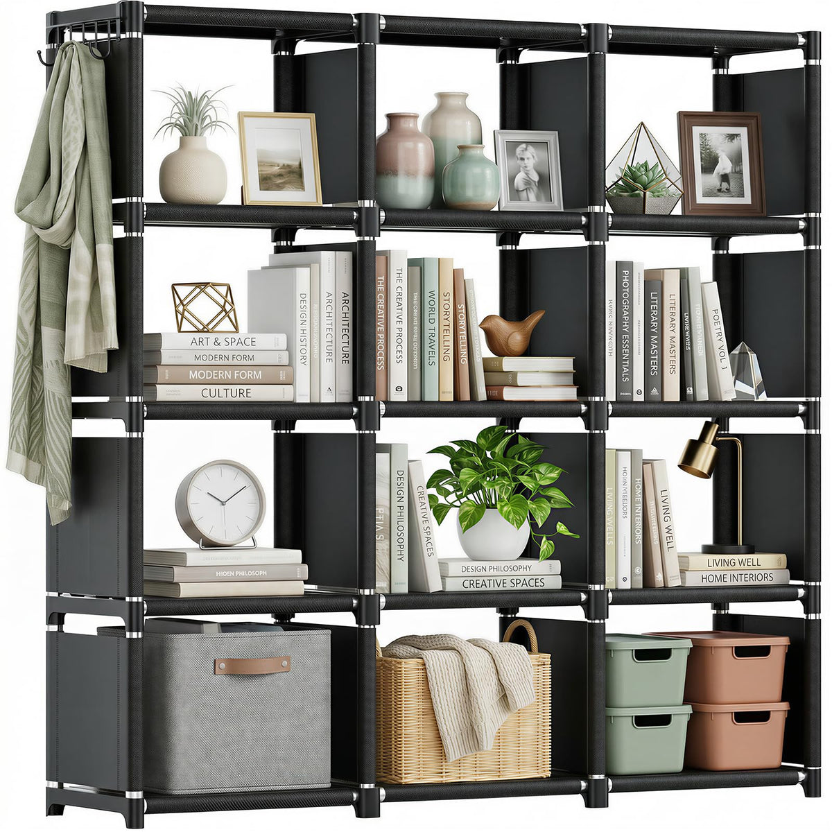 Black 12 Cube Metal Bookcase C556