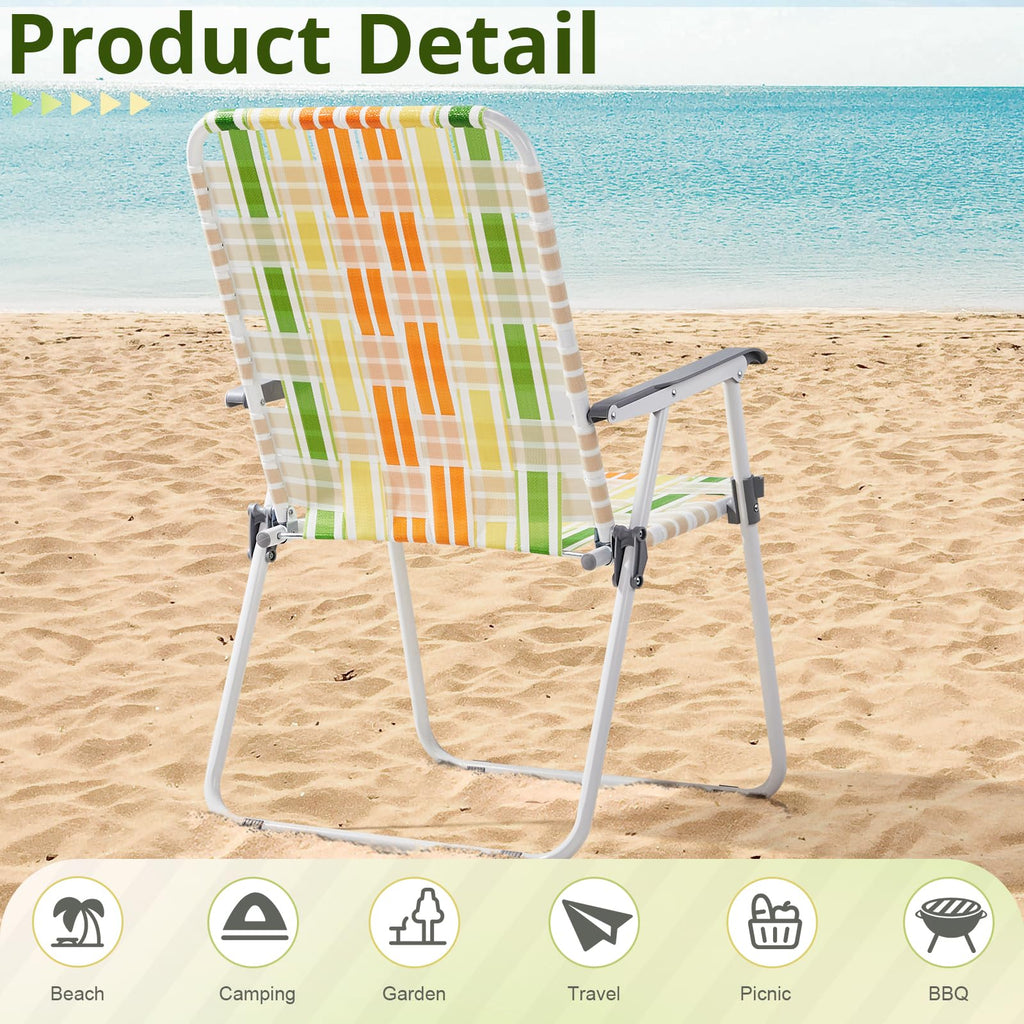 Set of 2 Webbed Folding Beach Chairs Z358