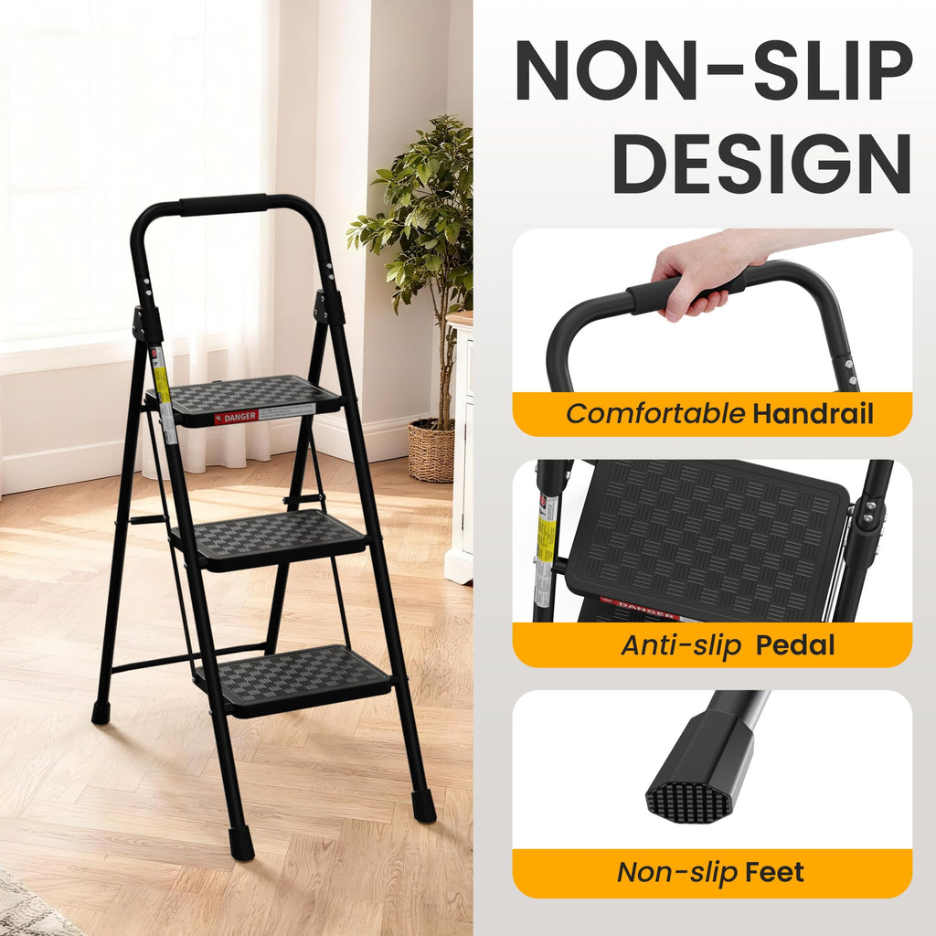 3 Step Folding Ladder with Anti-Slip Pedal I4068