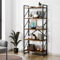 5 Tiers Rustic Brown Bookshelf F9366