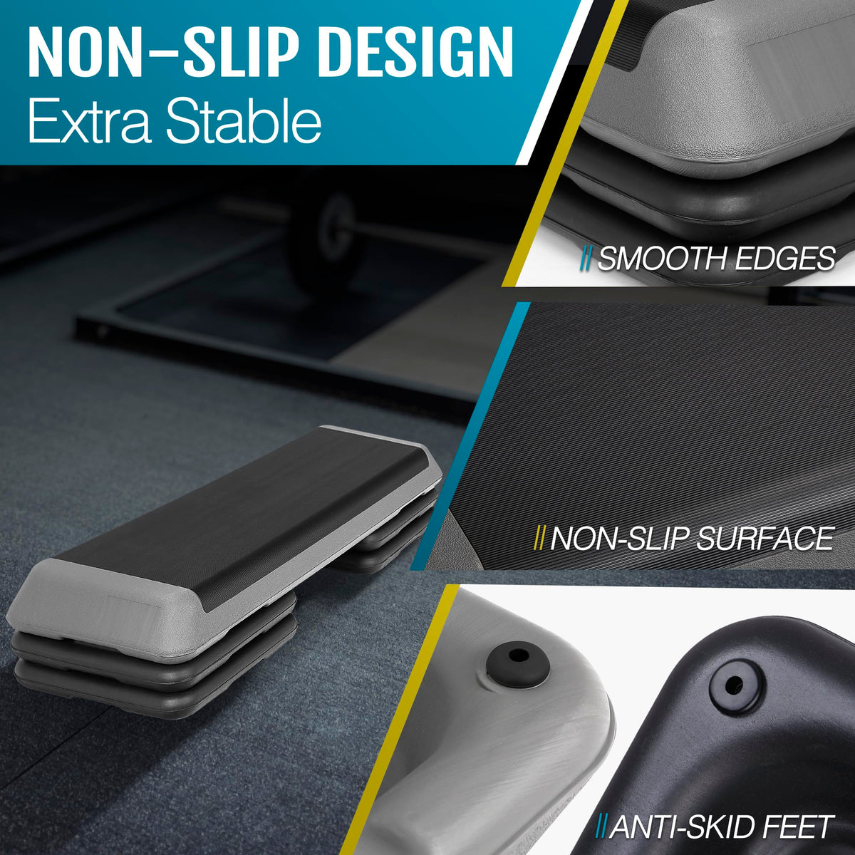 43 Inch Adjustable Aerobic Step Platform with 4 Risers A35722