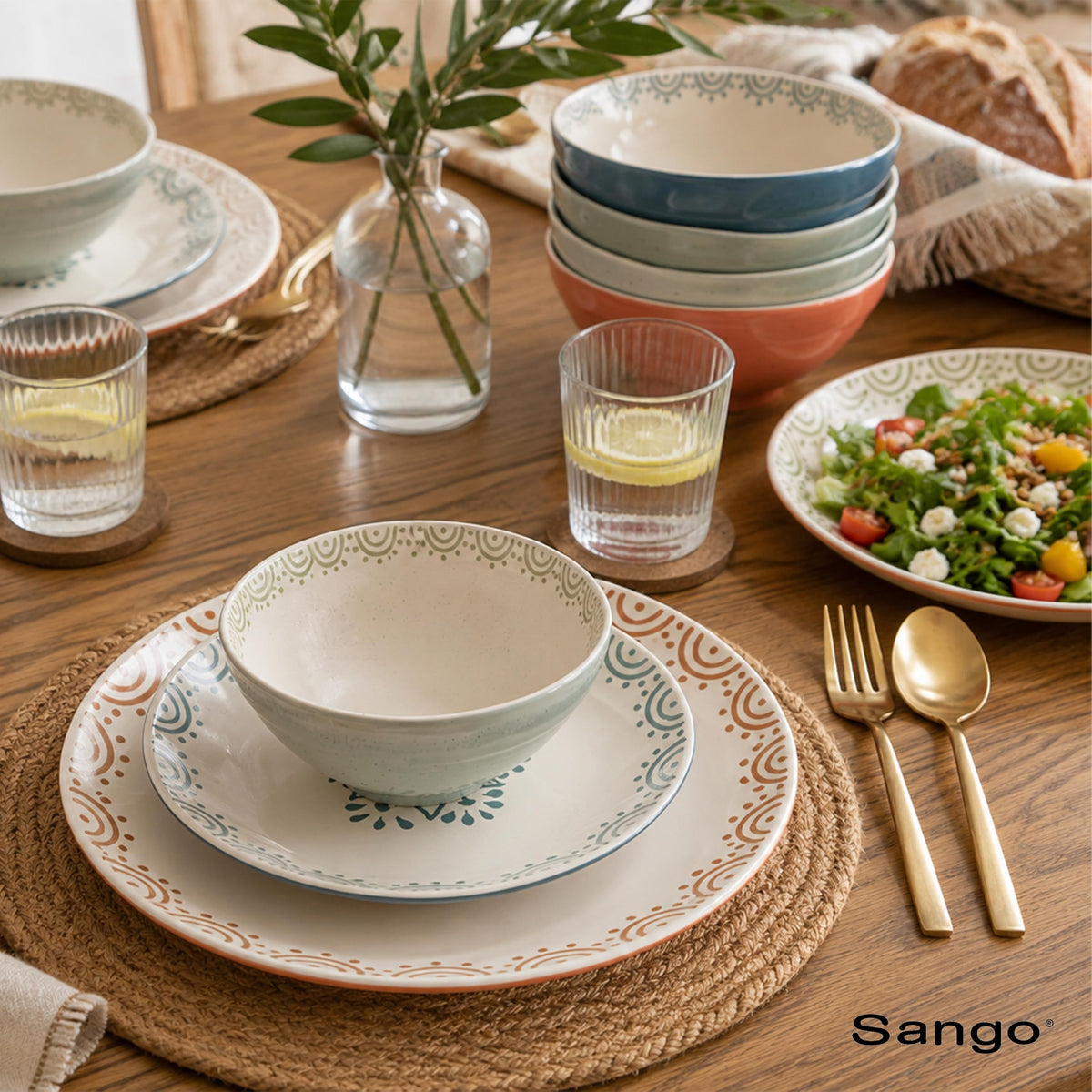12-Piece Speckled Stoneware Dinnerware Set for 4 H462141