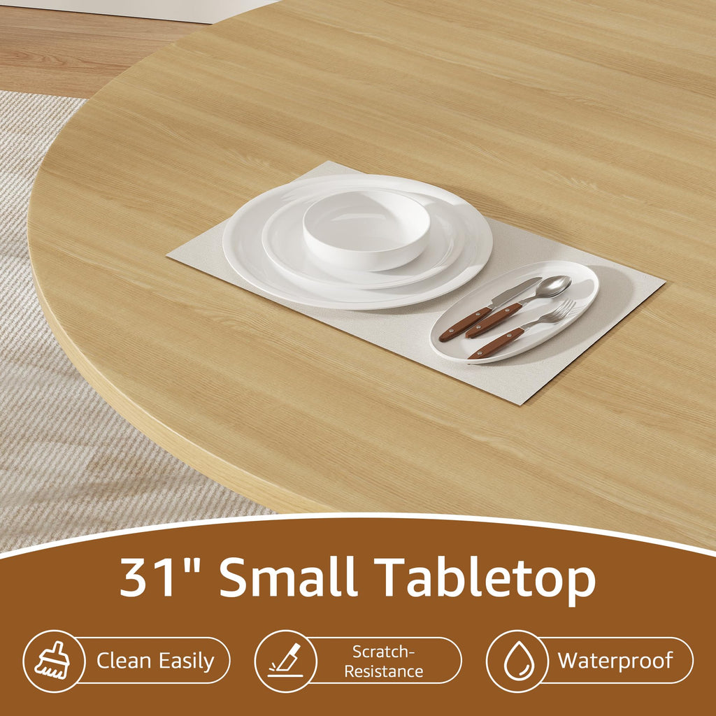 31.5 inch Round Dining Table with 2-Layer Storage Shelf Z3079