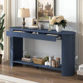 Curved Console Table with 3 Drawers and Bottom Shelf Y679424