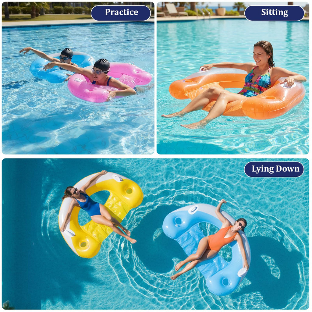 Inflatable Pool Floats 4 Pack with Cup Holders & Handles V642