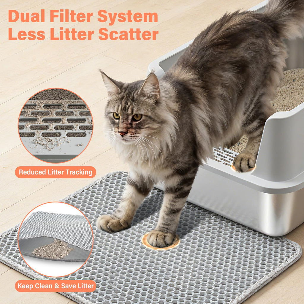XL Stainless Steel Cat Litter Box with Lid and Scoop L617765