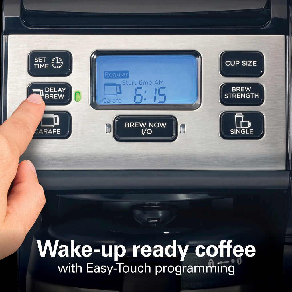 2-Way Coffee Maker with K-Cup Pods or Grounds, Black and Stainless Q436961
