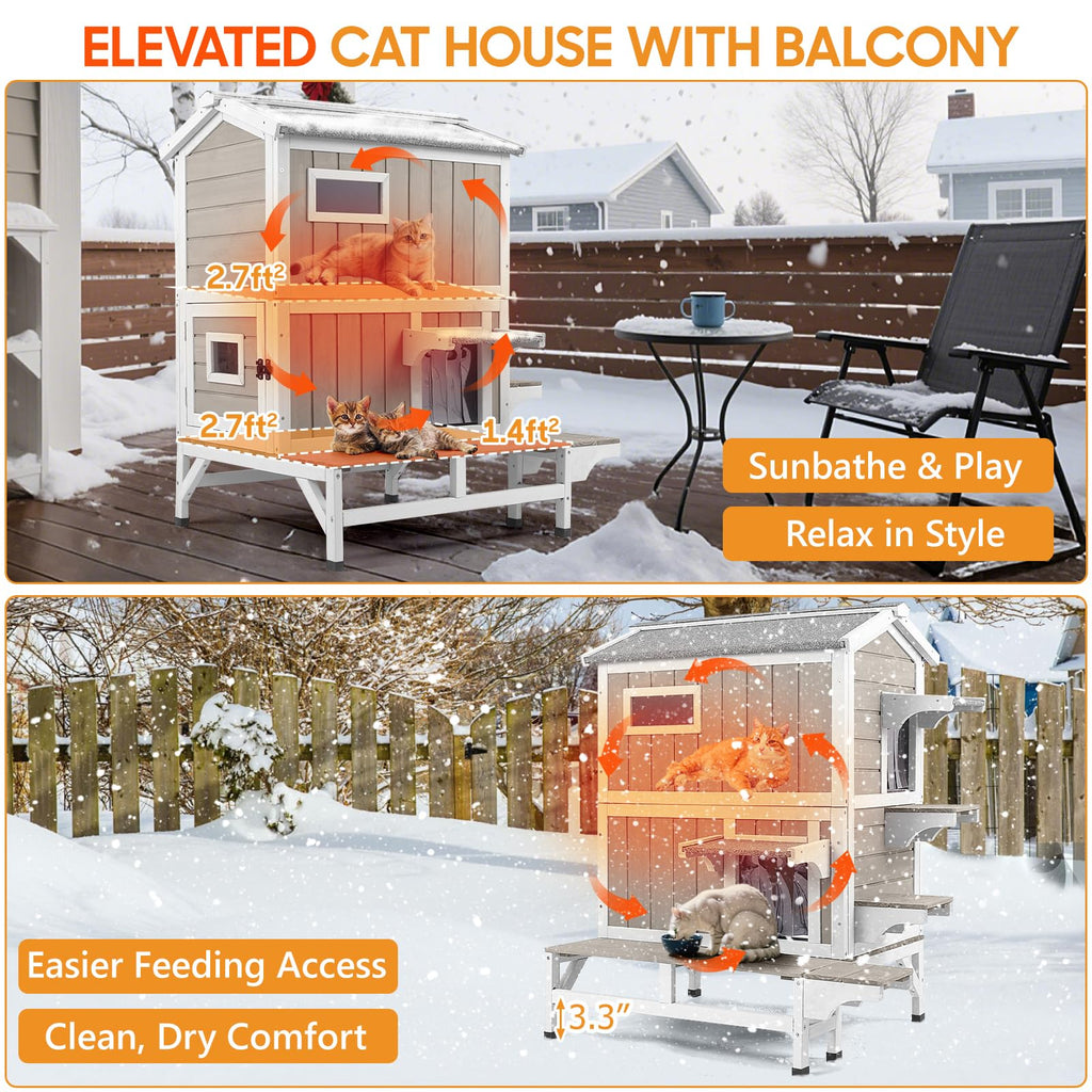 Insulated Outdoor Multi-Level Cat House L15268