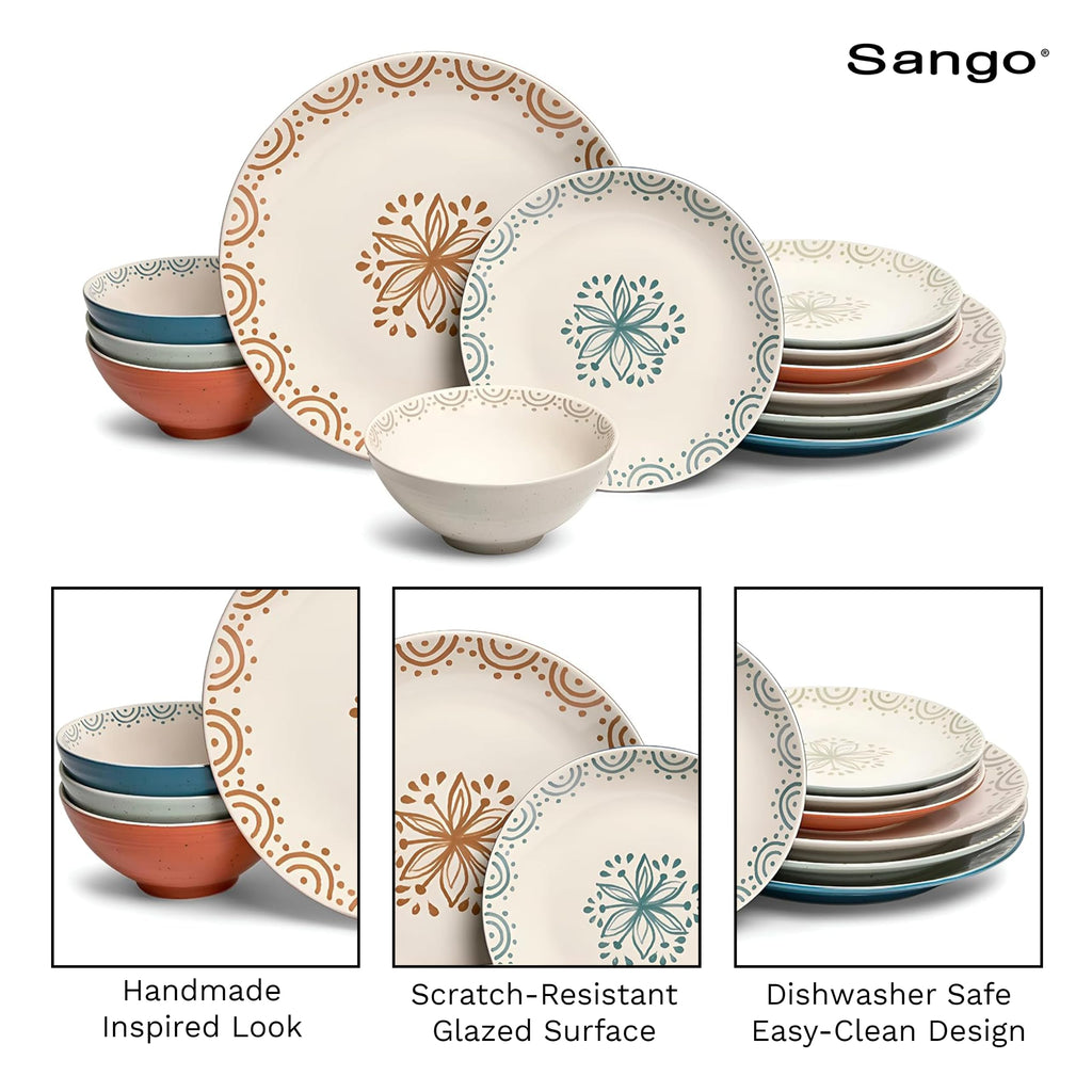 12-Piece Speckled Stoneware Dinnerware Set for 4 H462141