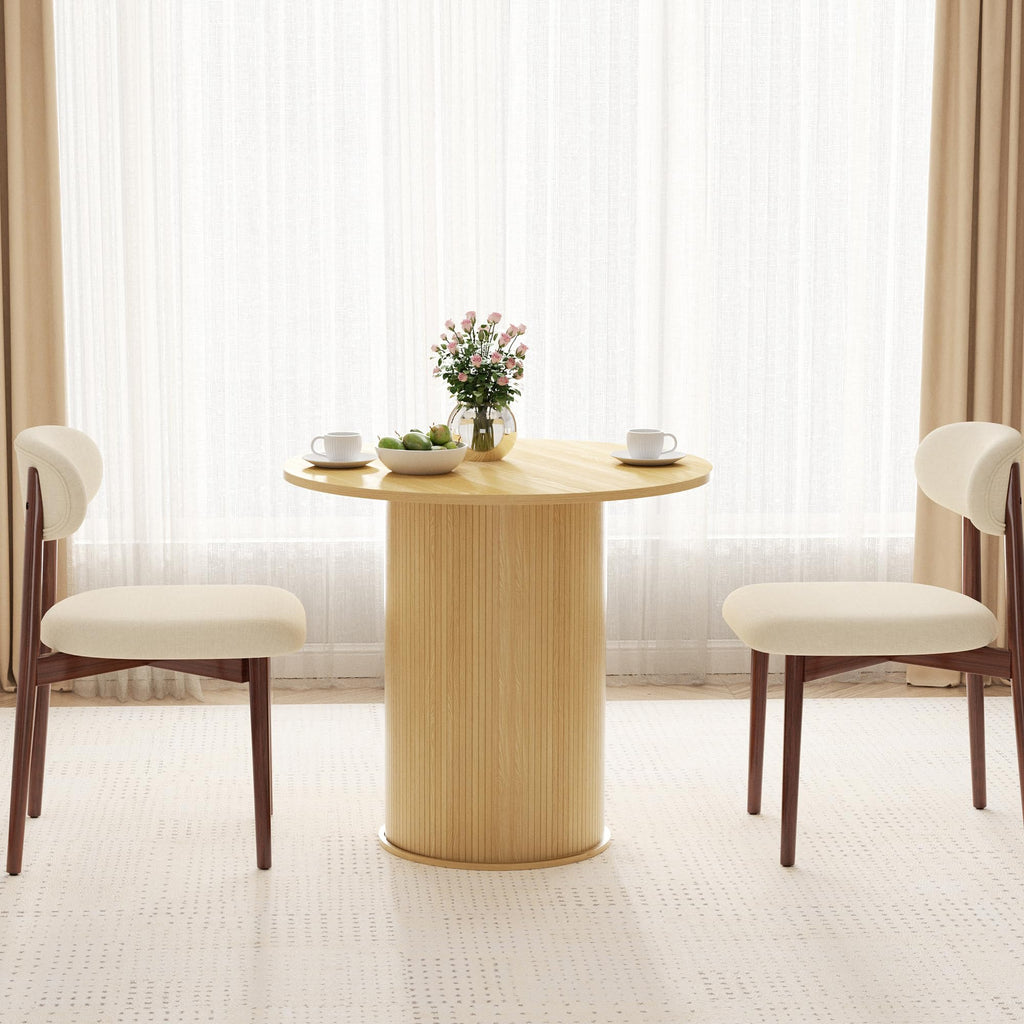 31.5 inch Round Dining Table with 2-Layer Storage Shelf Z3079