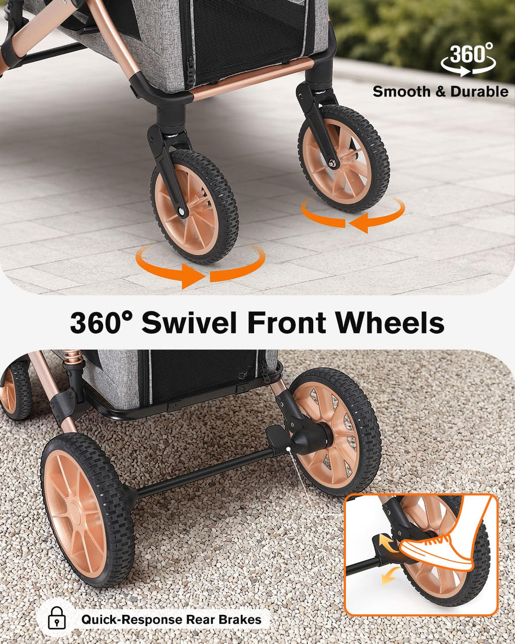 Double Pet Stroller with 2 Detachable Carriers P393623