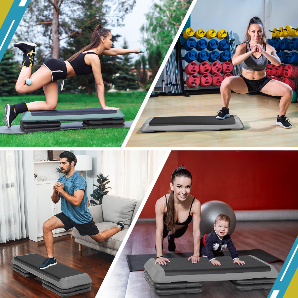 43 Inch Adjustable Aerobic Step Platform with 4 Risers A35722