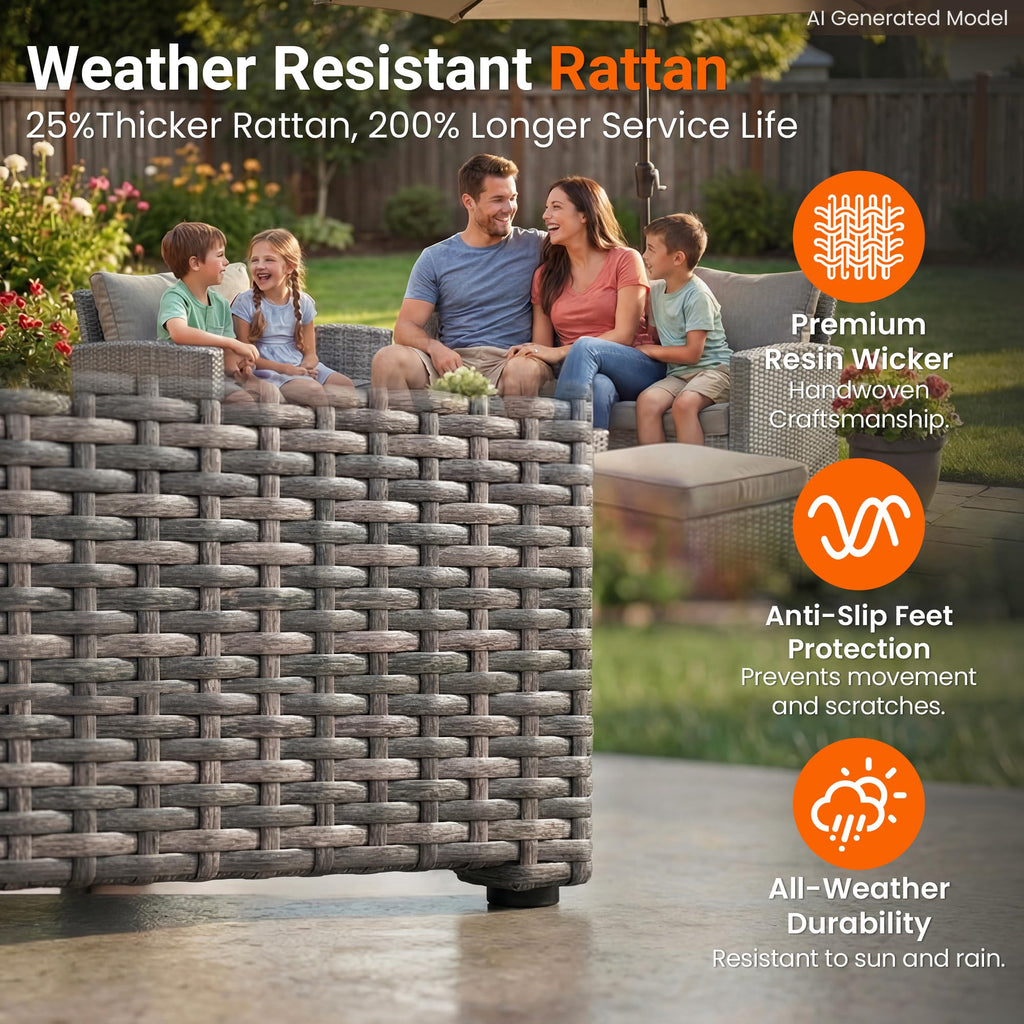 4 Piece Outdoor Wicker Patio Furniture Set Z88364