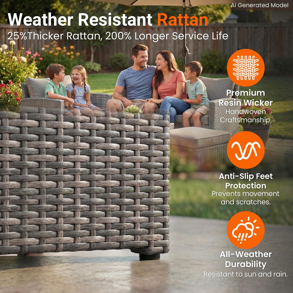 4 Piece Outdoor Wicker Patio Furniture Set Z88364