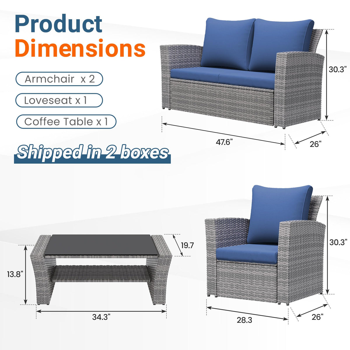 4 Piece Outdoor Wicker Patio Furniture Set Z88364