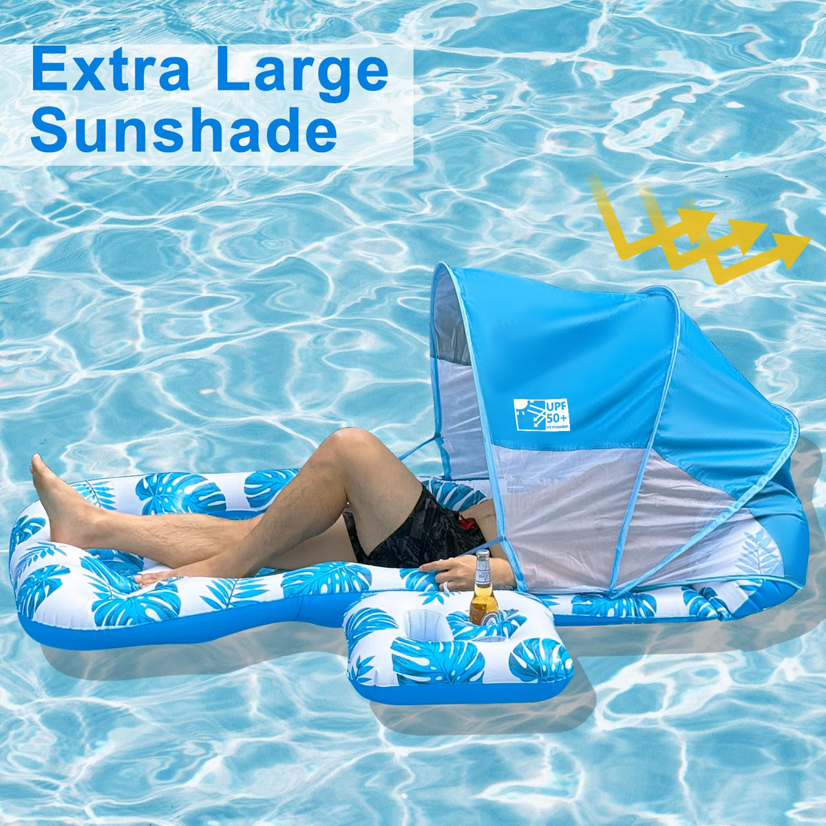 Inflatable Pool Float with UPF 50+ Sunshade Canopy O19483