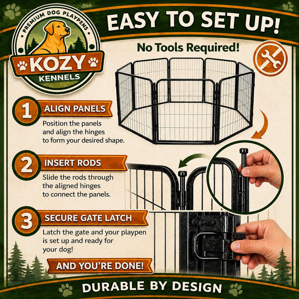 32'' 16 Panels Metal Heavy Duty Dog Playpen E64300