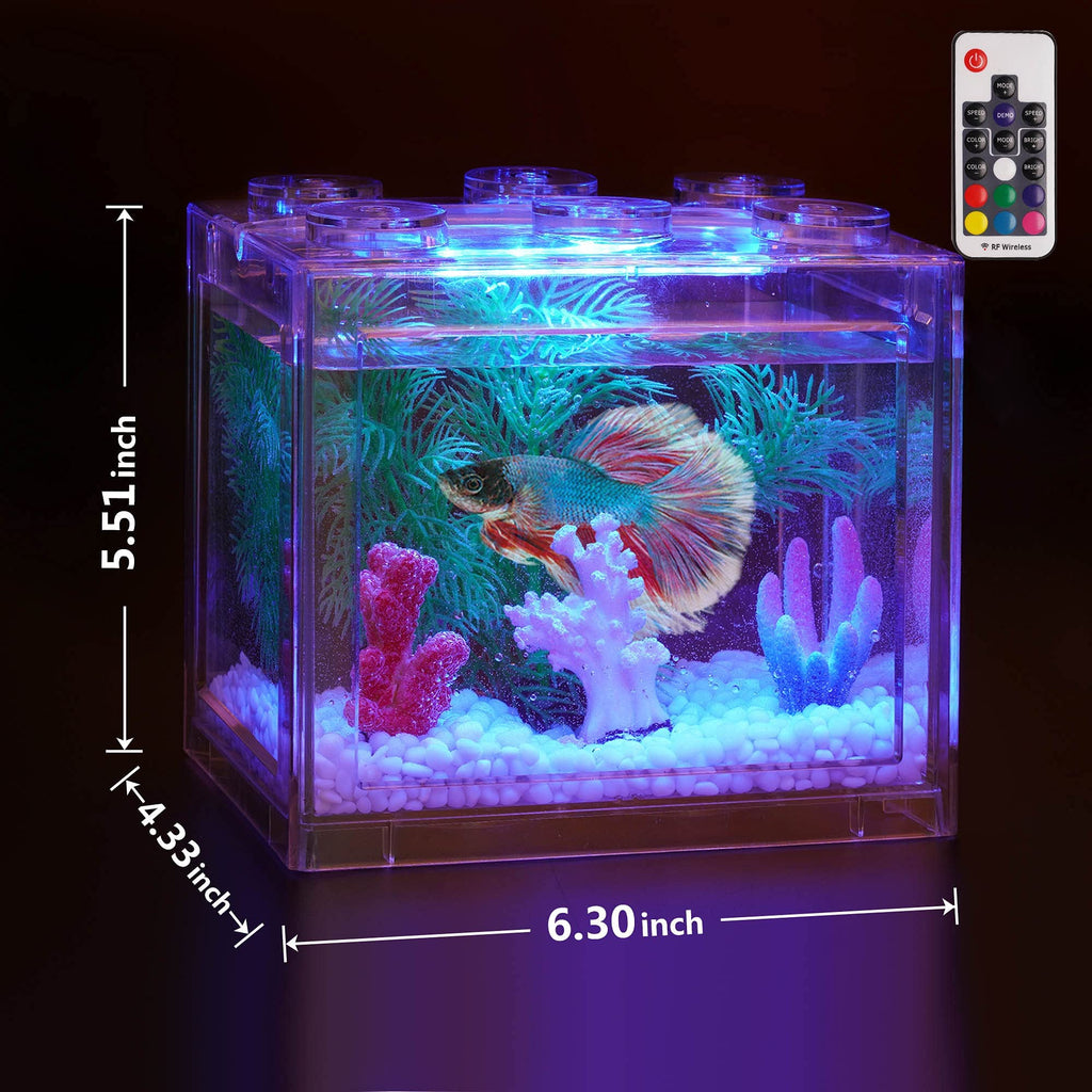 0.6 Gallon Betta Fish Tank Aquarium Kit with LED Lighting A354906