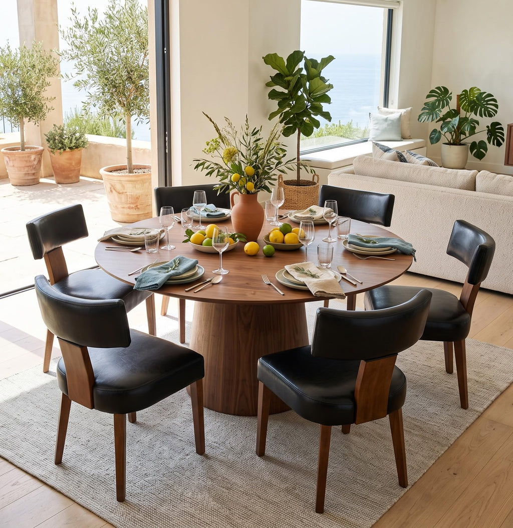 Black Set of 6 PU Leather Upholstered Dining Chairs A91845
