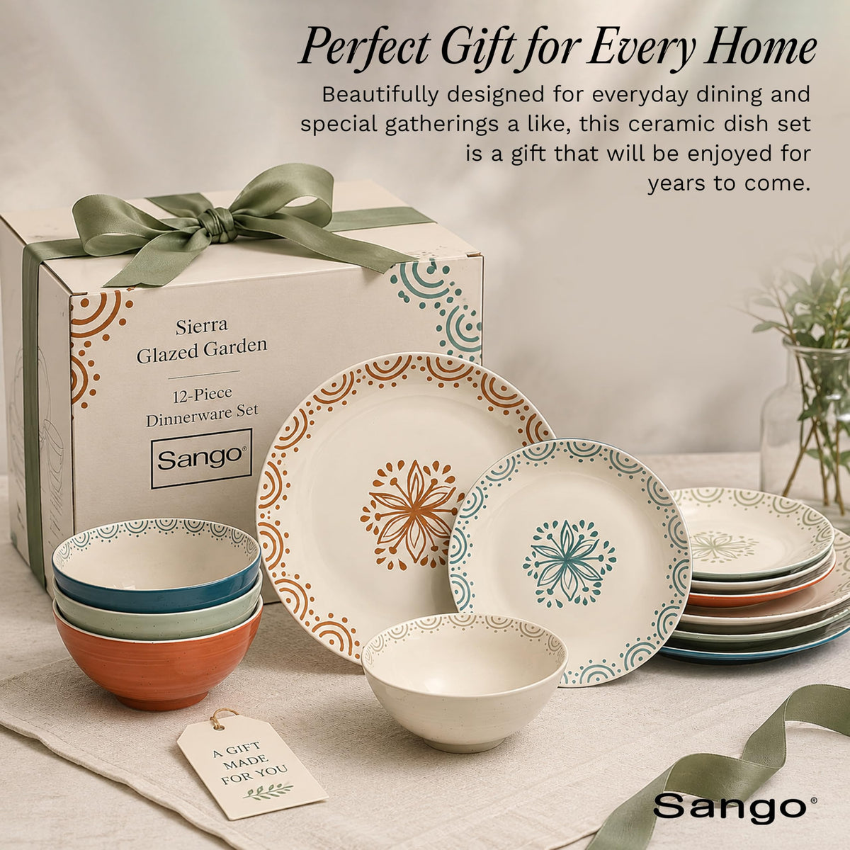12-Piece Speckled Stoneware Dinnerware Set for 4 H462141