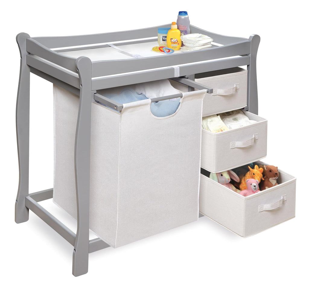 Gray Baby Changing Table with 3 Storage Baskets J473