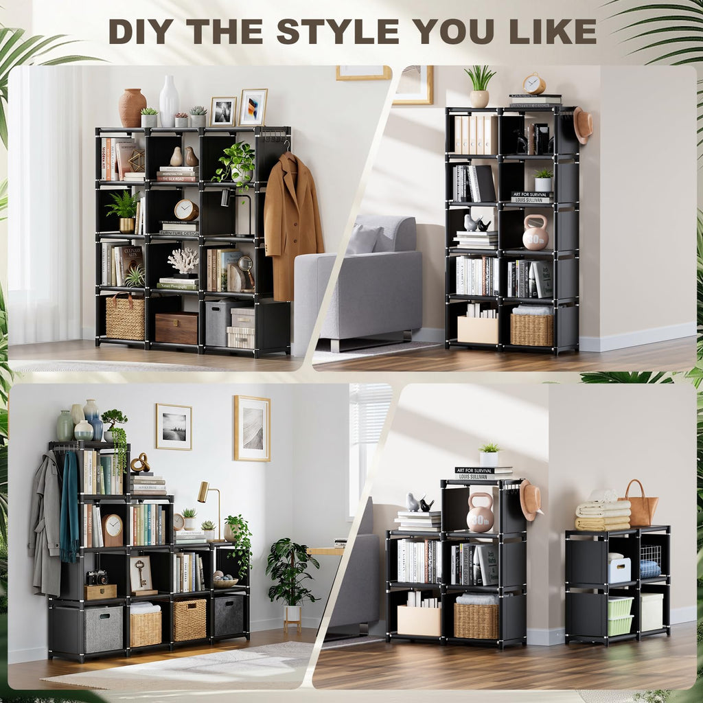 Black 12 Cube Metal Bookcase C556