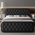 Full Size Upholstered Platform Bed Frame with Faux Leather Headboard N1737