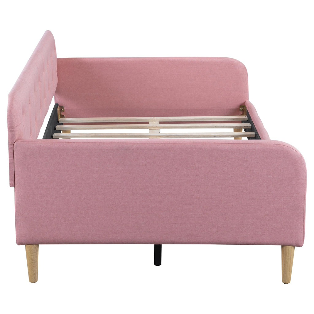 Twin Linen Upholstered Daybed Sofa Bed with Button Tufted Design C7340