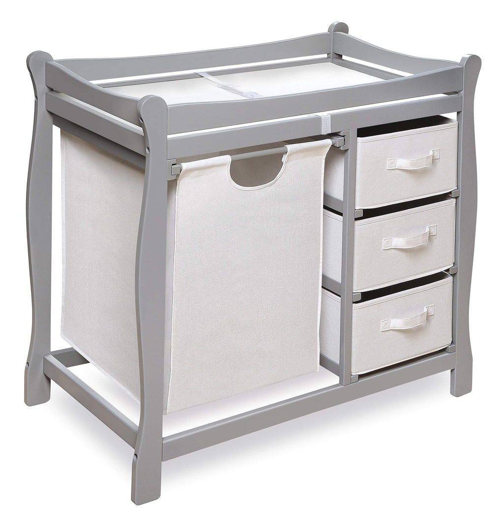 Gray Baby Changing Table with 3 Storage Baskets J473