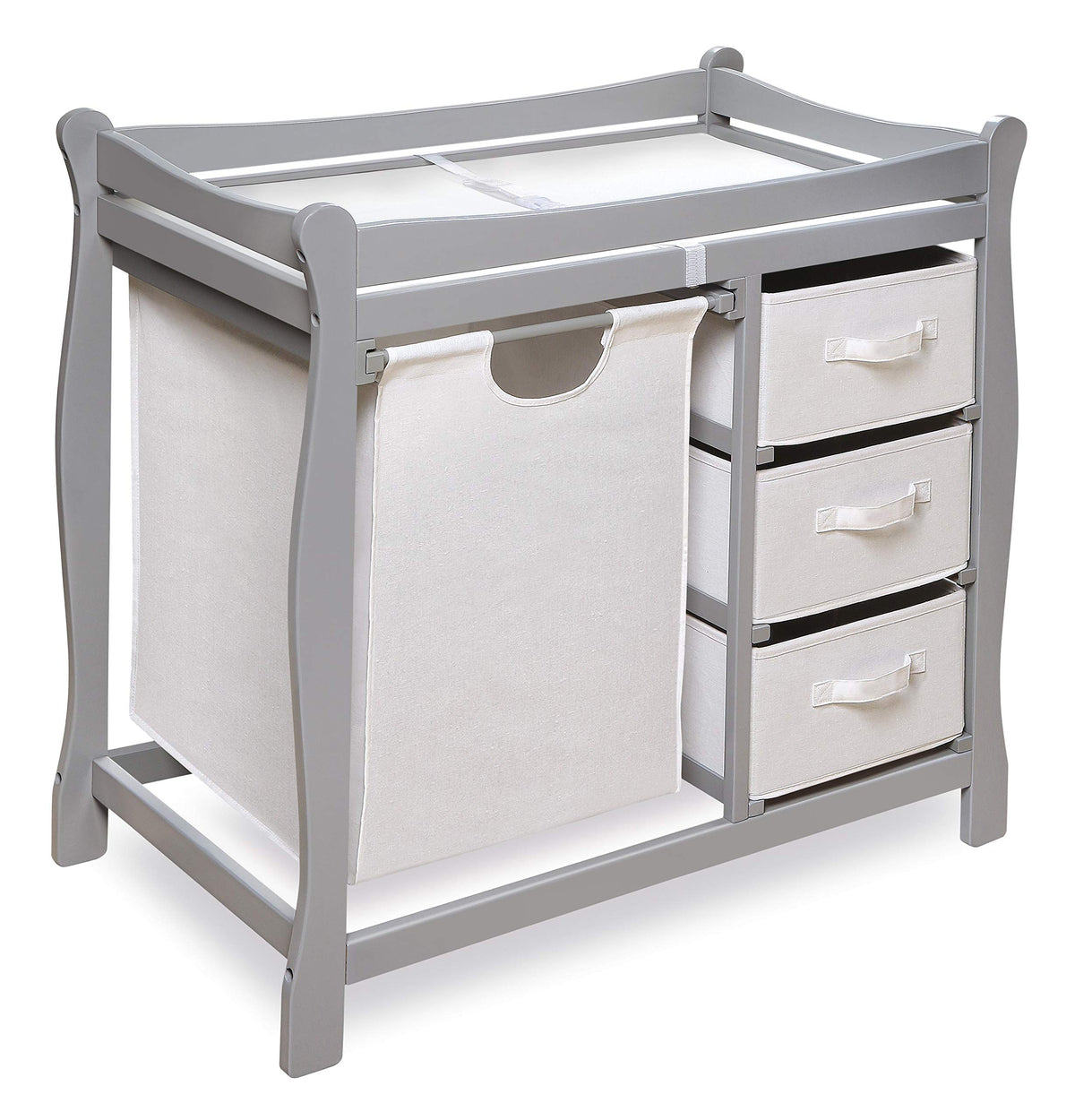 Gray Baby Changing Table with 3 Storage Baskets J473