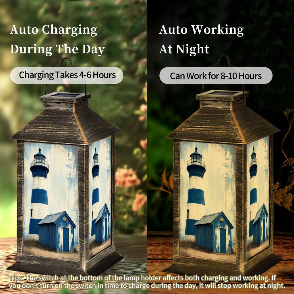 Navy Blue Coastal Solar Lantern B222