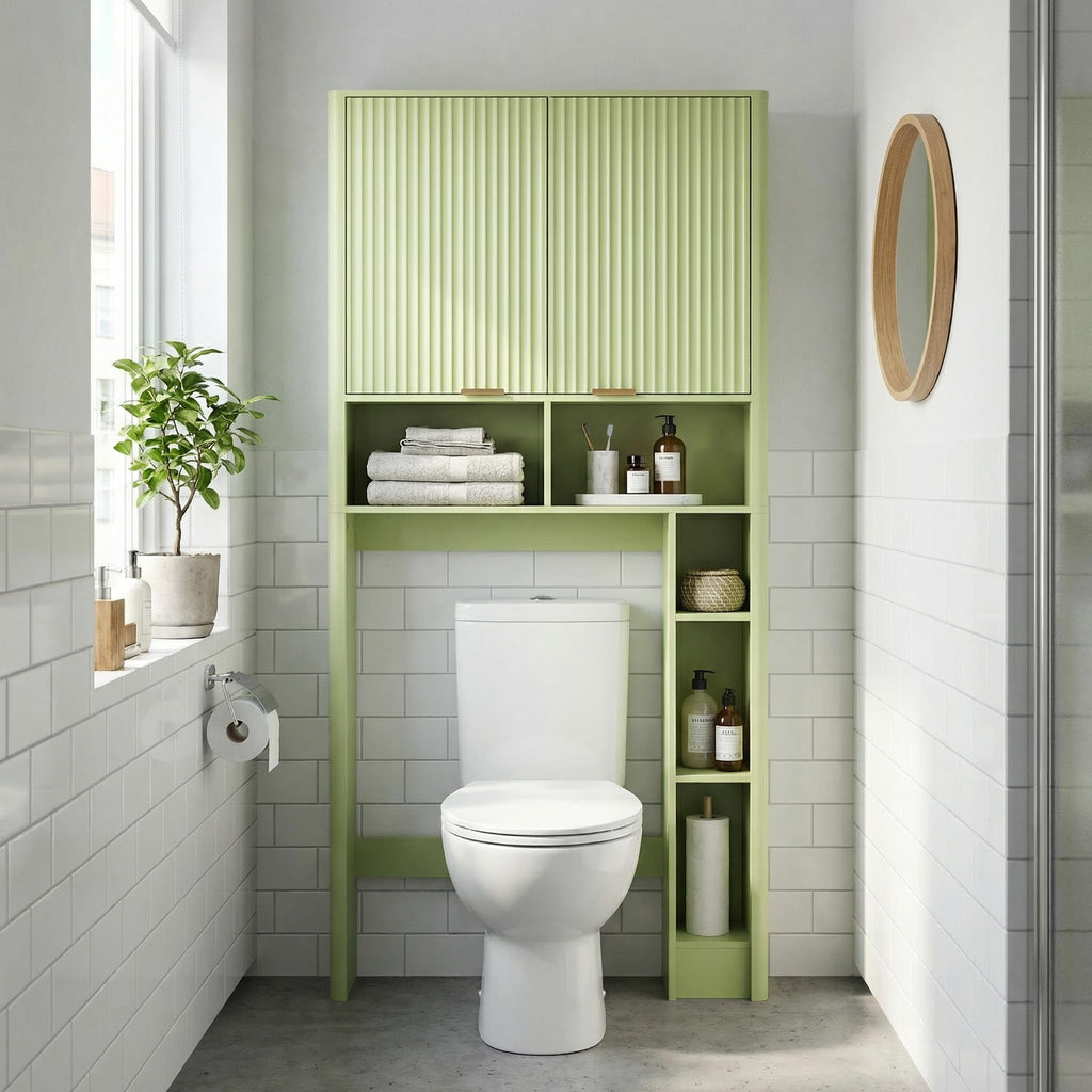 Green Over the Toilet Storage Cabinet with Adjustable Shelf S444418