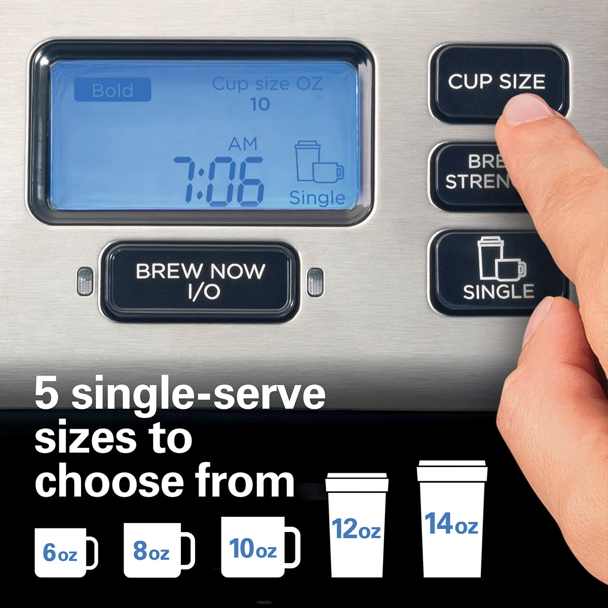 2-Way Coffee Maker with K-Cup Pods or Grounds, Black and Stainless Q436961