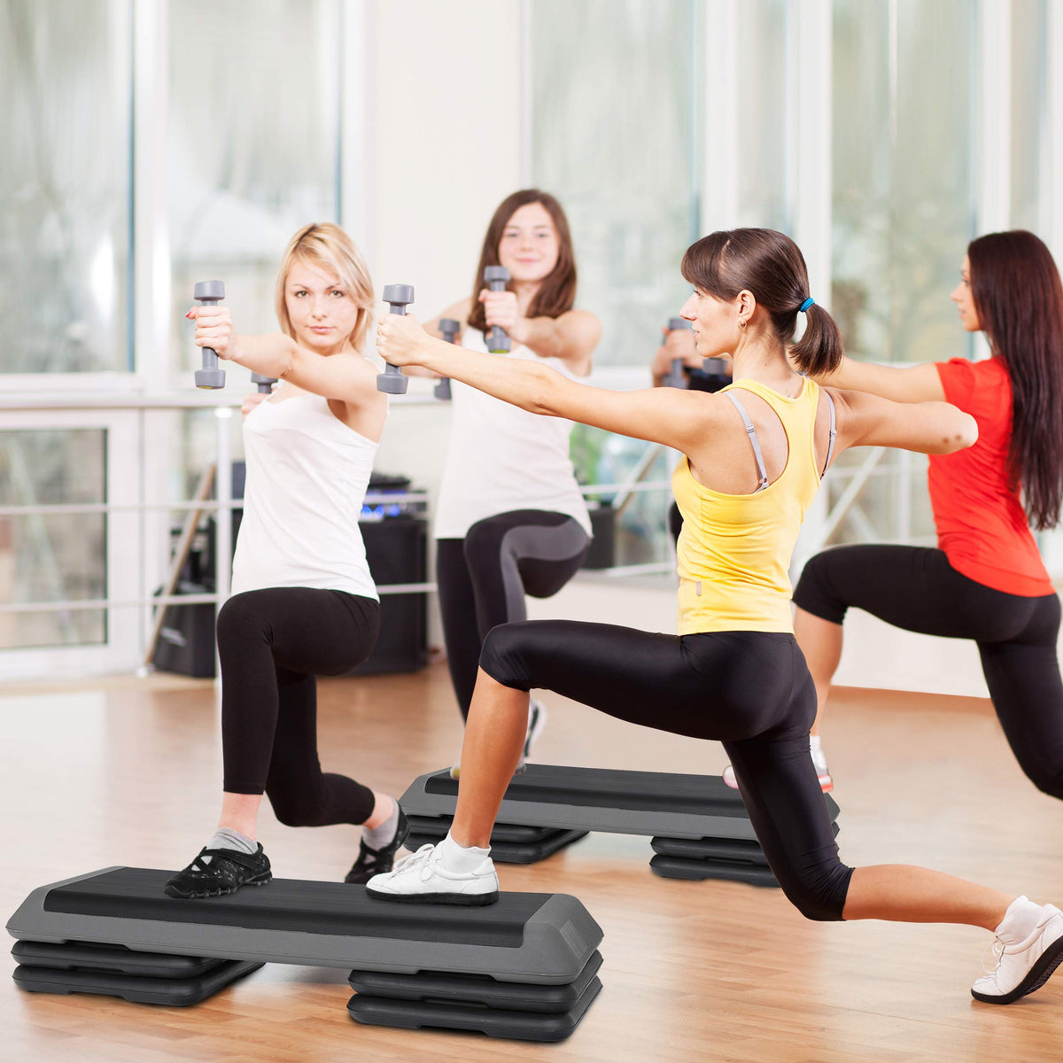 43 Inch Adjustable Aerobic Step Platform with 4 Risers A35722