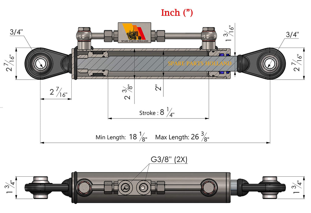 Hydraulic Top Link Cat 1-1 with Locking Block M598837