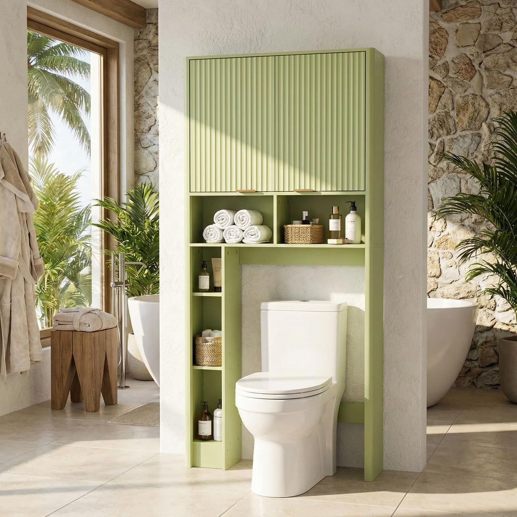 Green Over the Toilet Storage Cabinet with Adjustable Shelf S444418