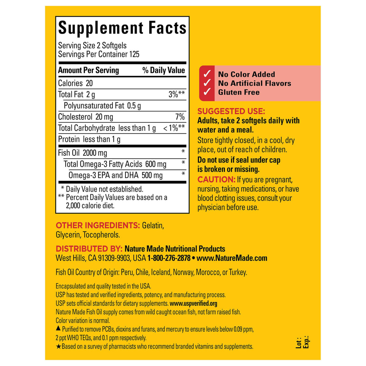 Fish Oil Omega 3 Supplements 2000mg 250 Softgels V335412