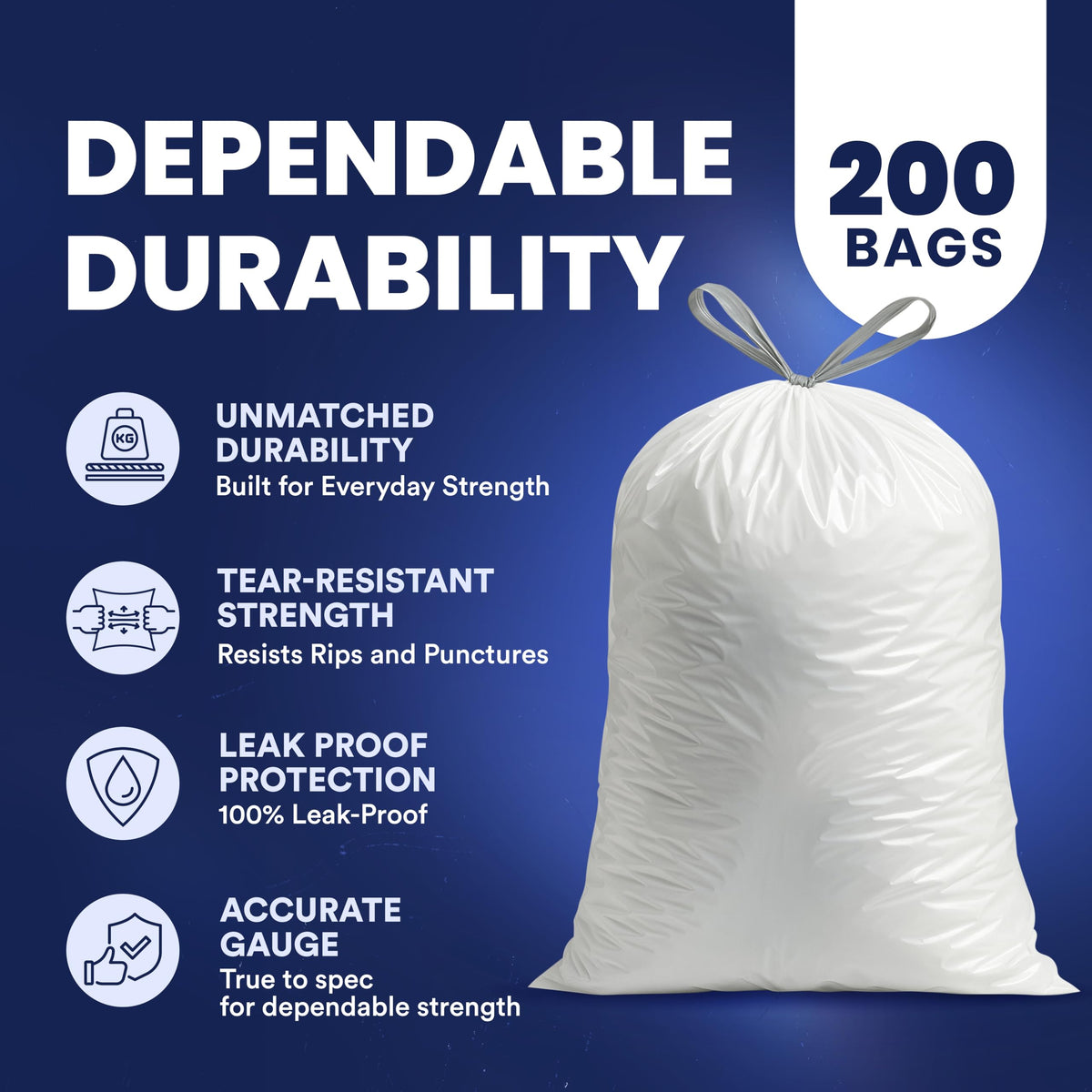 4-6 Gallon White Drawstring Bags H638792