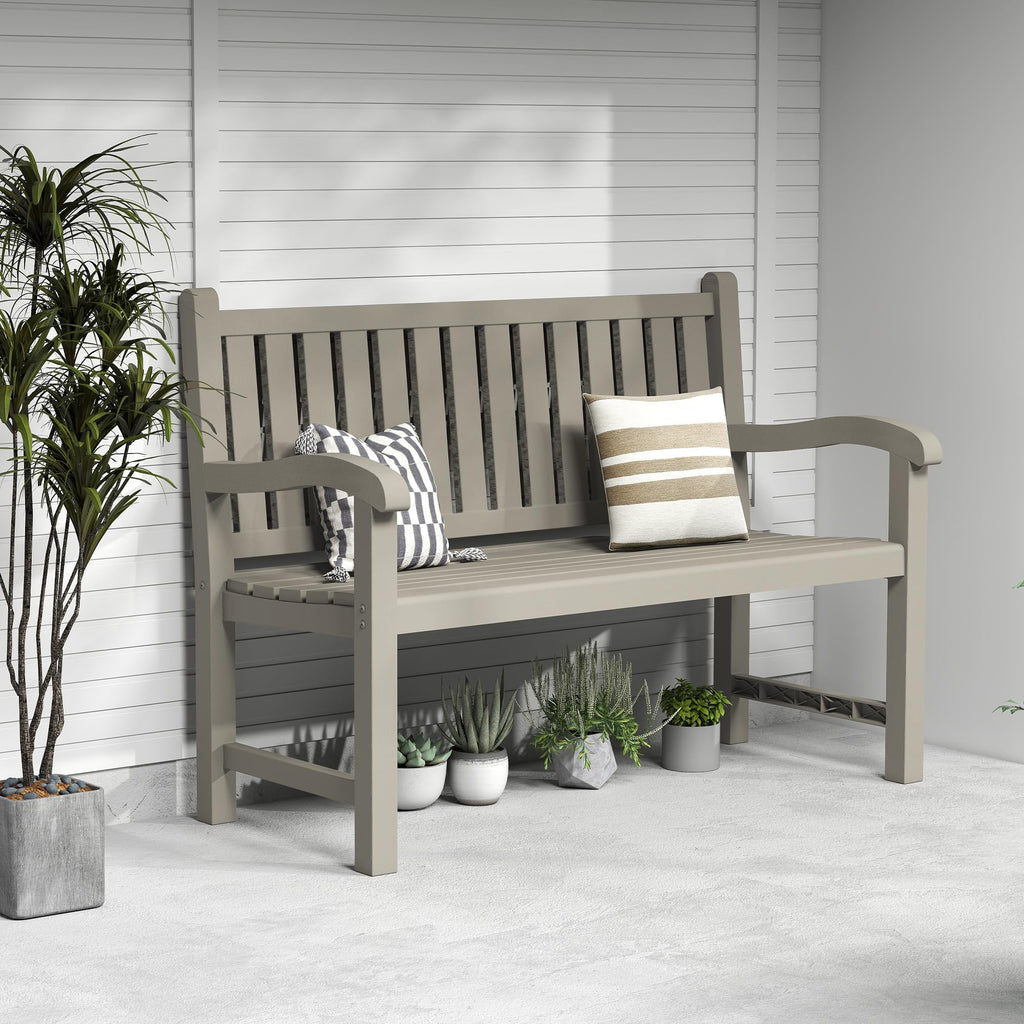 Grey 2-Person Resin Outdoor Bench L101
