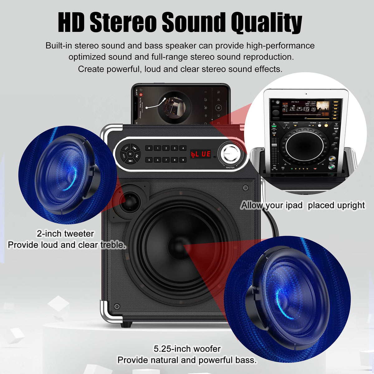 Bluetooth Speaker with Two Wireless Microphones O3965