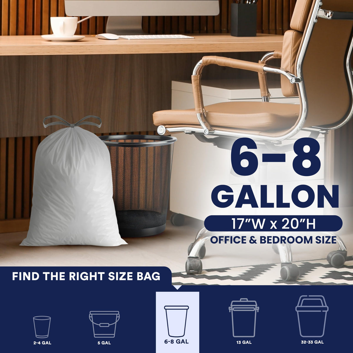 4-6 Gallon White Drawstring Bags H638792