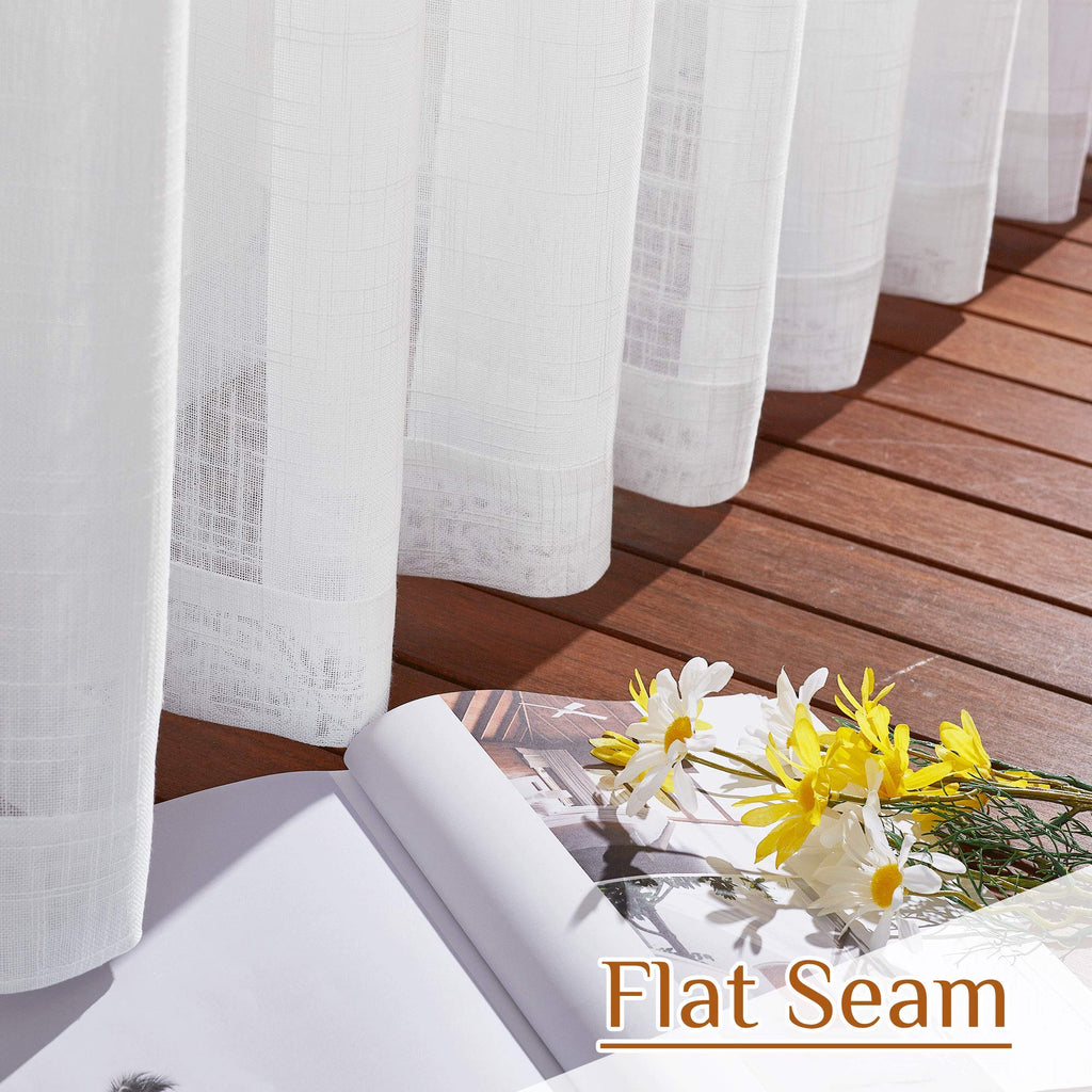 White Sheer Linen Curtains, 2 Panels, W52 x L95 Y933