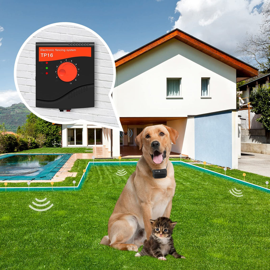 Electric Dog Fence, 984 Ft Wire, IP66 Waterproof Receiver A716