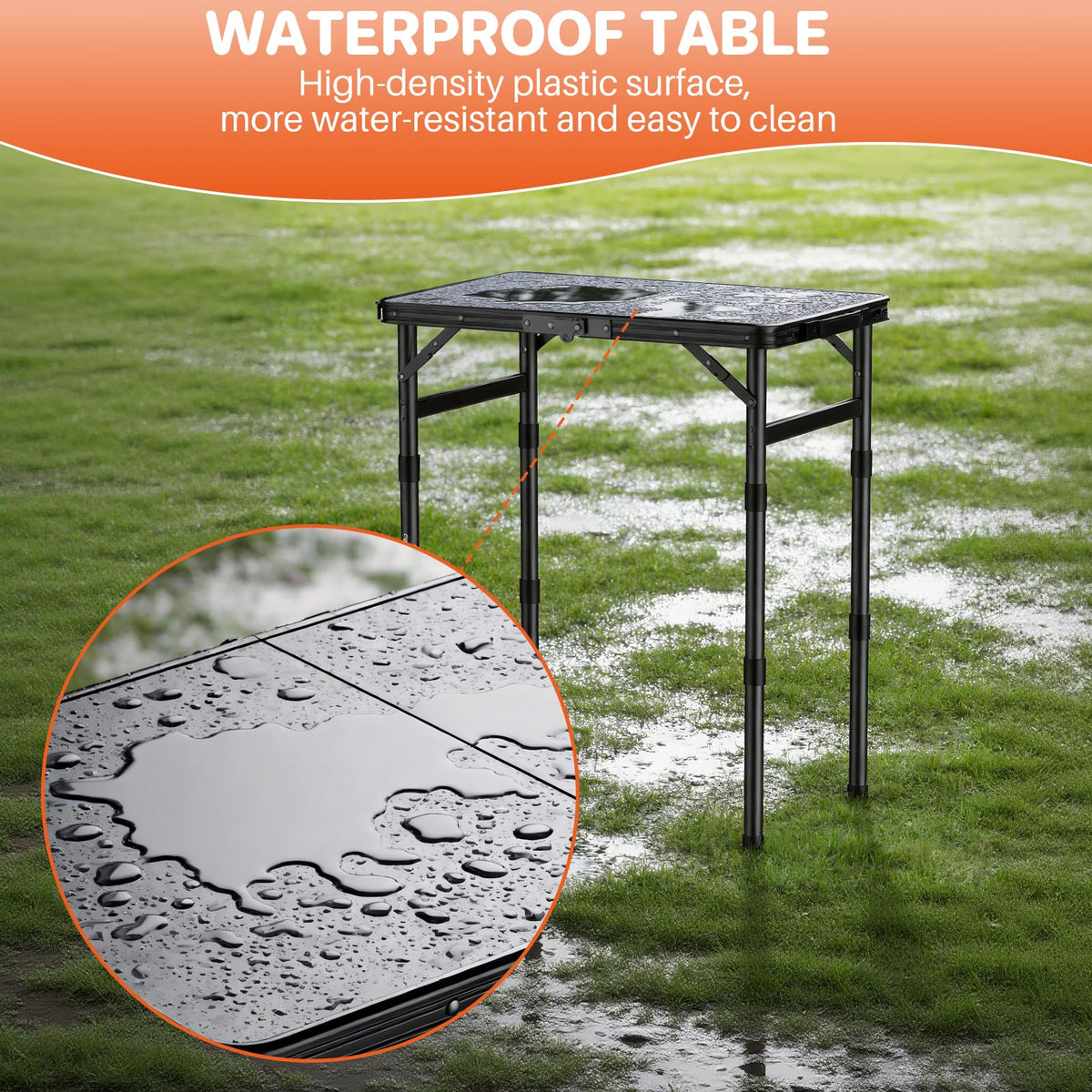Waterproof Camping Tables with Plastic Tabletop P5036