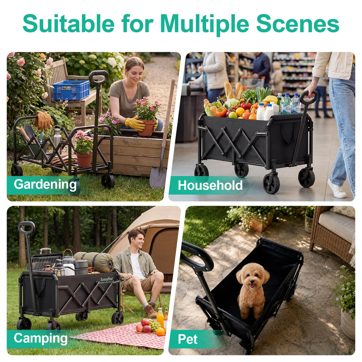Lightweight Folding Wagon Cart, Black U488