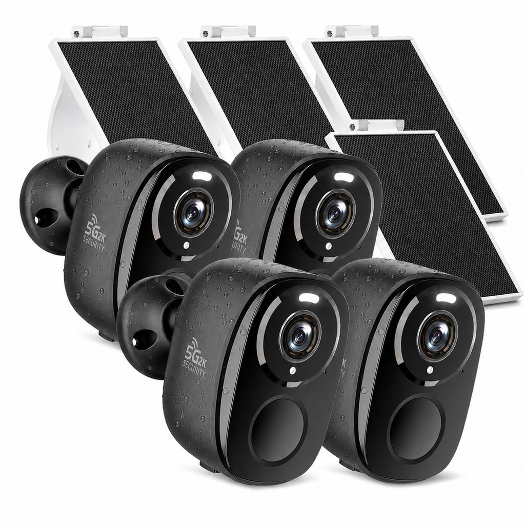 5GHz/2.4G Wireless Outdoor Security Cameras with Solar Panels F49901