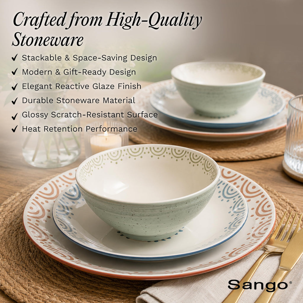 12-Piece Speckled Stoneware Dinnerware Set for 4 H462141